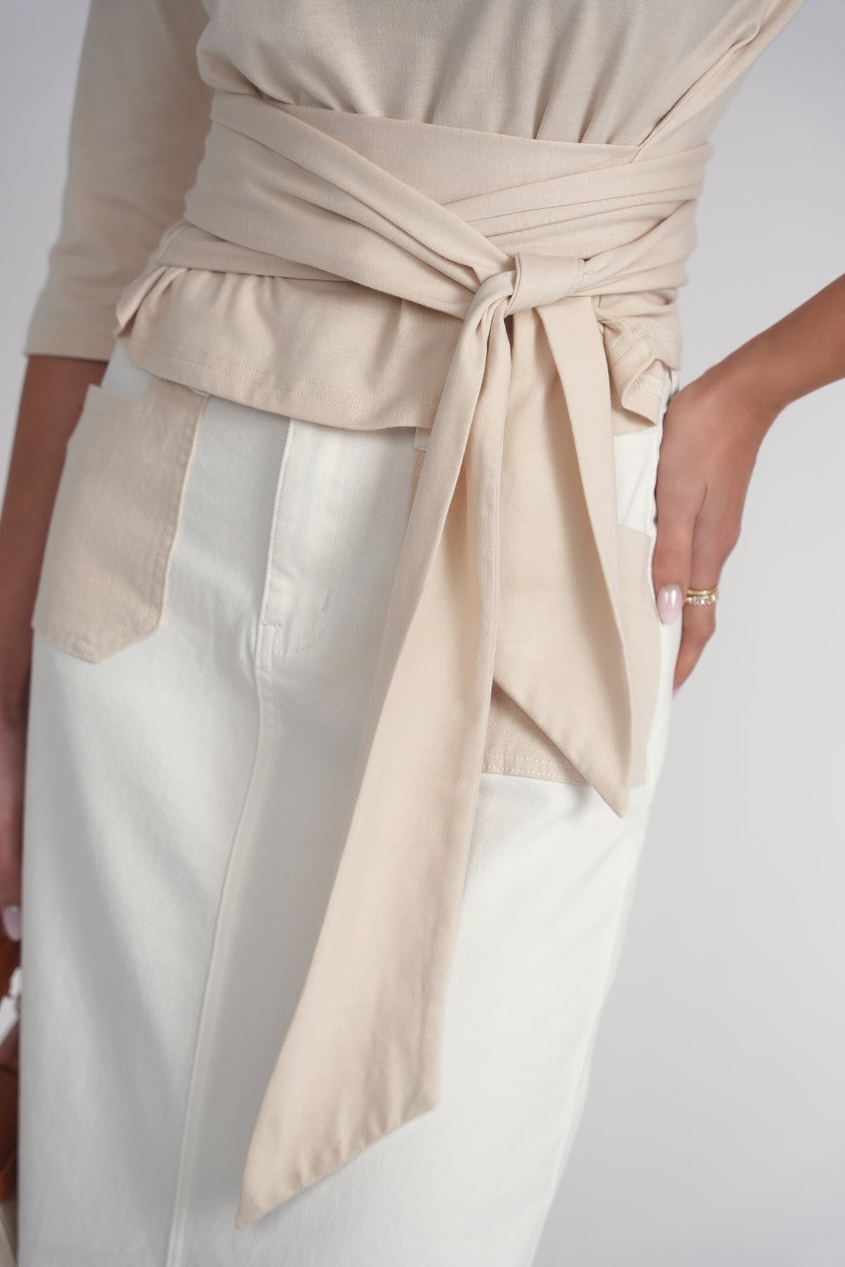 Wraparound Tee- Beige