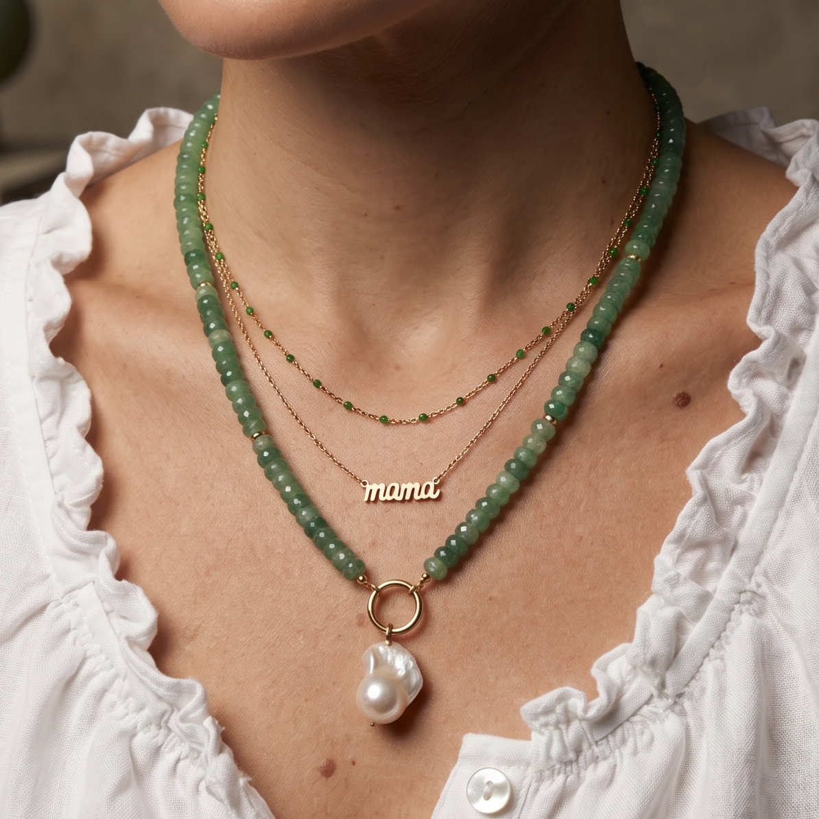Green Goddess Pearl Necklace