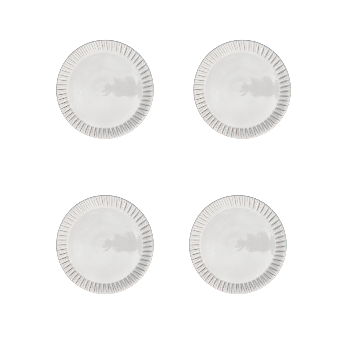 Milk White Lines Salad Plate - Set of 4
