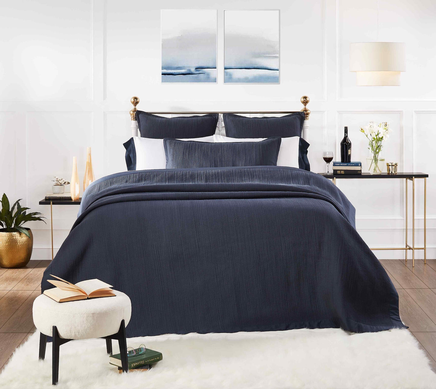 Laela Channel Stitch Cotton Coverlet - Clearance