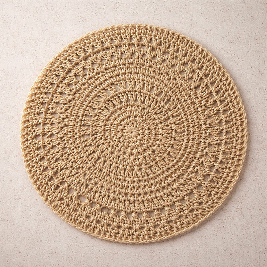 Handcrafted Natural Jute Placemat | 15” Round Scalloped Woven Placemat