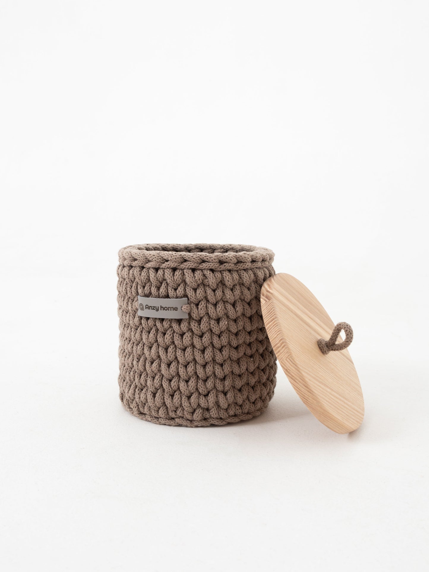 Round Storage Baskets w/ Wooden Lid