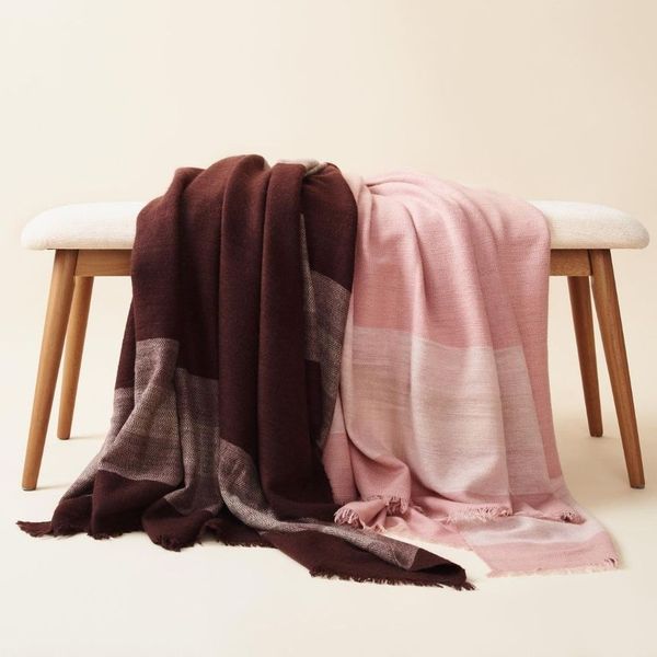 Rosa Plush Maroon Plush Merino Queen Bedspread / Large Throw