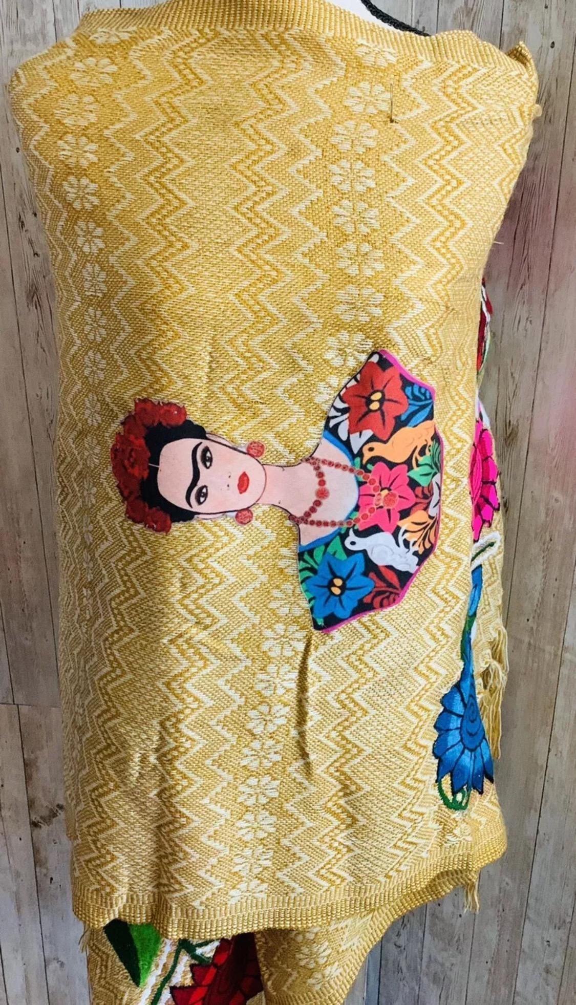 Frida Kahlo Embroidered Shawl Rebosos Bordados de Frida Kahlo con Imagen