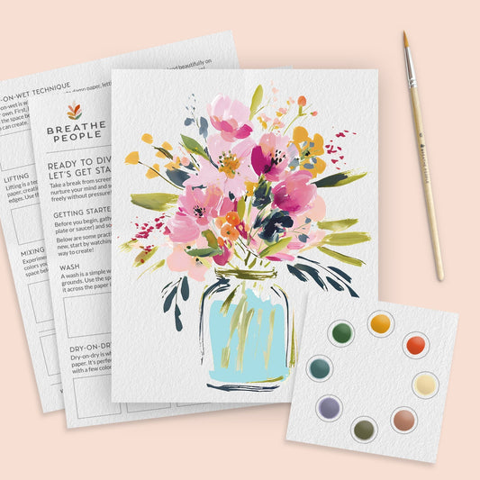 All-In-One Jar of Flowers Watercolor Kit