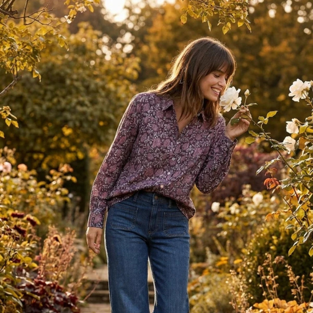 Good Boyfriend Shirt - Ojai Floral Beet / Raisin Rose