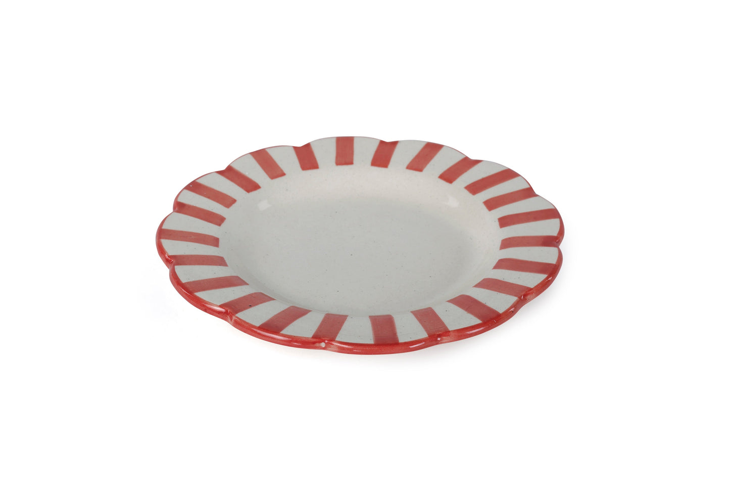 Ceramic stripe Salad Plate, Red- 8.25x 8.25 x 1.25 Inches ( Set of 2 )
