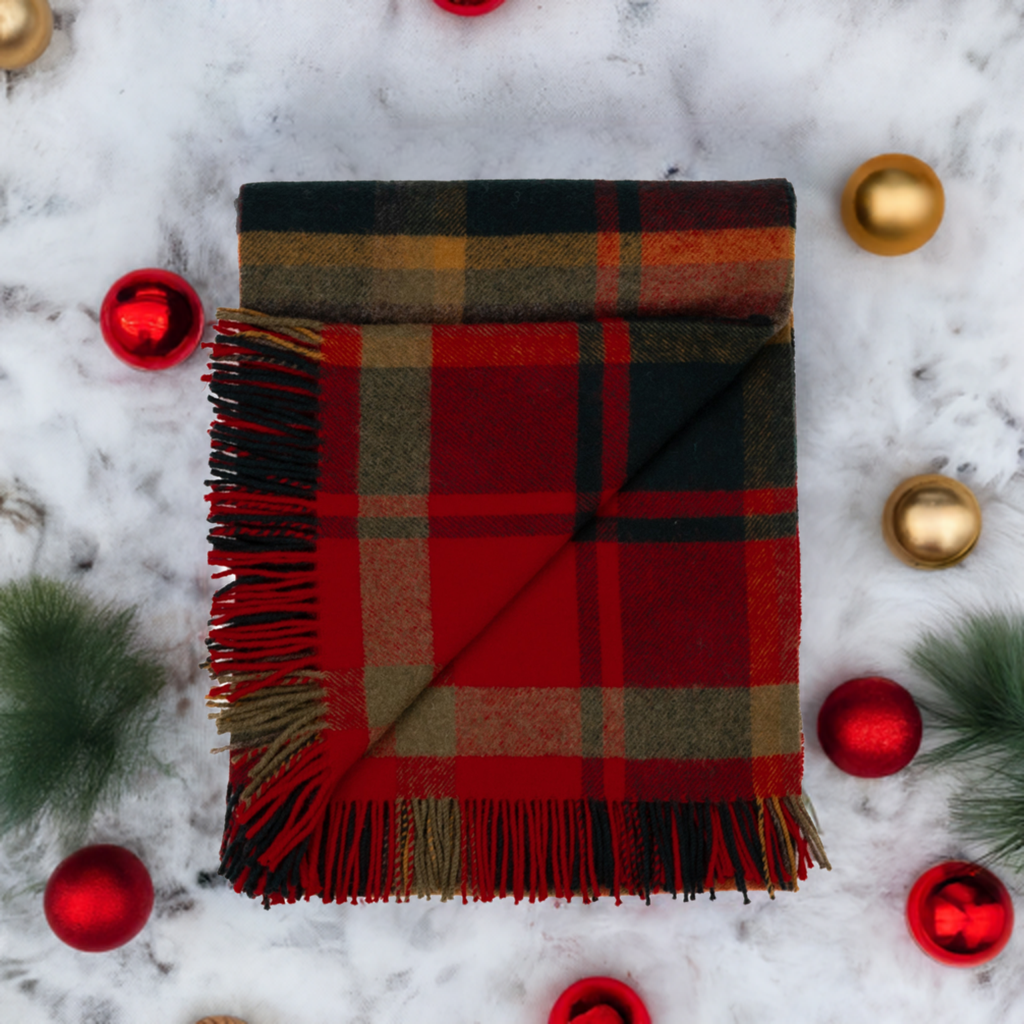 Highland Tweeds Shetland Lambswool Throw (Red Maple)