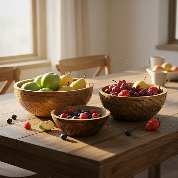 Earthlines Handcrafted Nested Mango Wood Bowl