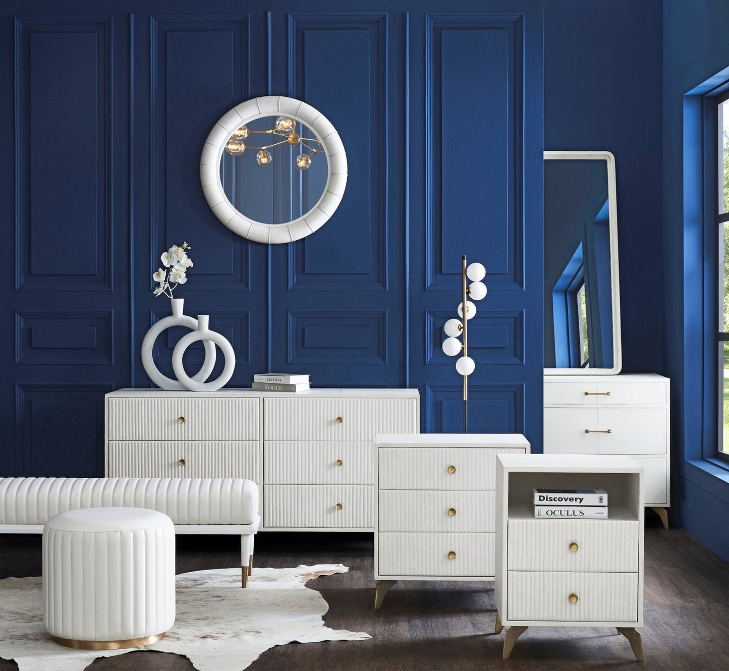 Stanford Six Drawer Leather Dresser
