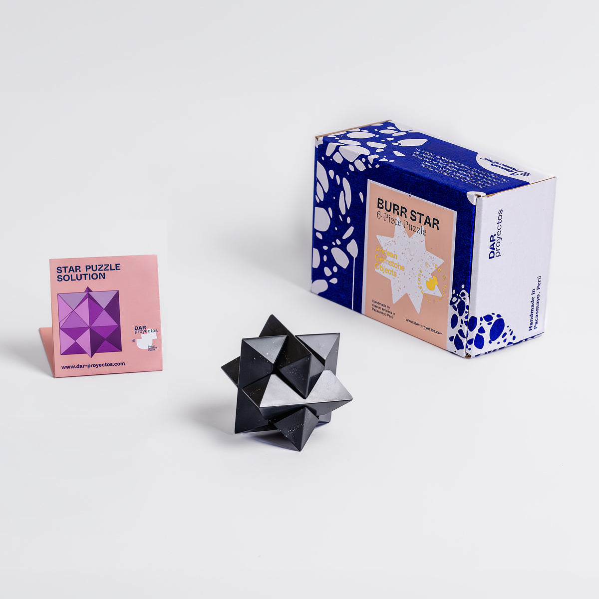 Burr Star 3D gemstone puzzle in Black Onyx