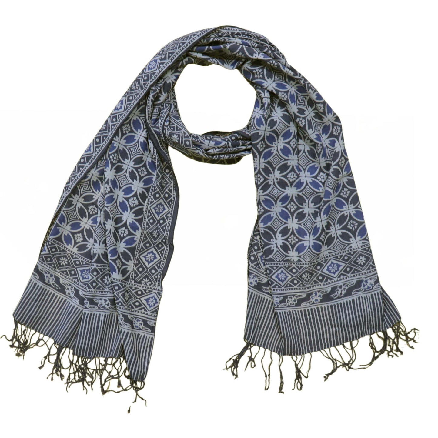 Handmade Batik Scarf - soft Cotton - Charcoal Grey