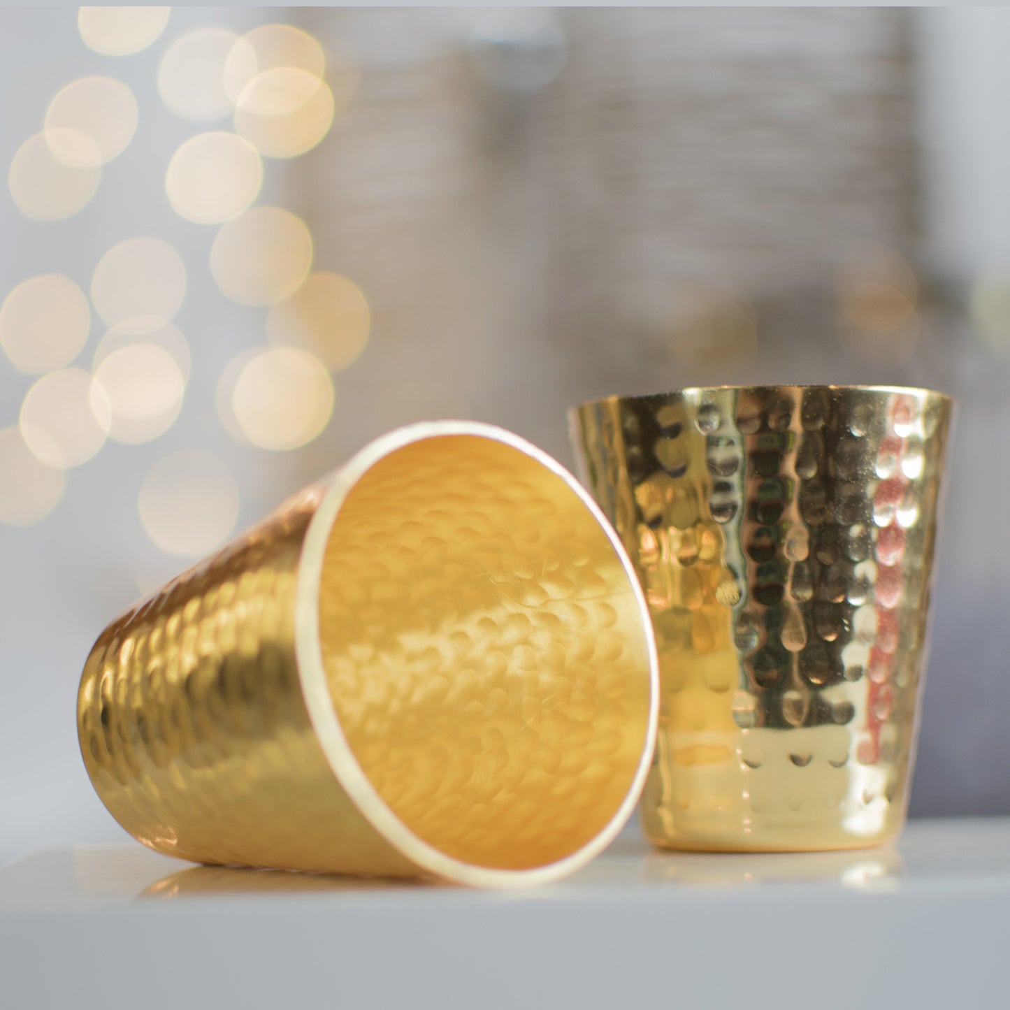 Hammered Copper Shot Glasses w/ 24K Gold-Plate