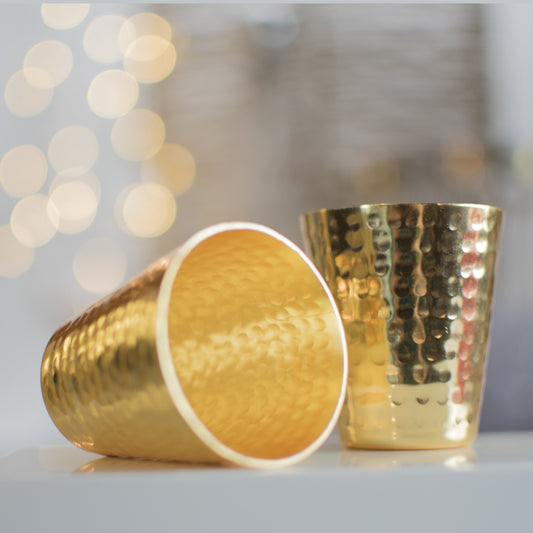 Hammered Copper Shot Glasses w/ 24K Gold-Plate