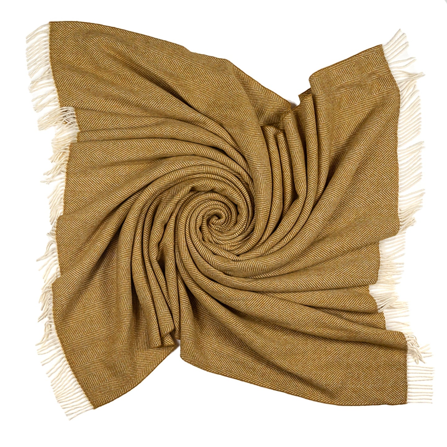 Southampton Home Merino Wool Herringbone Throw (Gold)