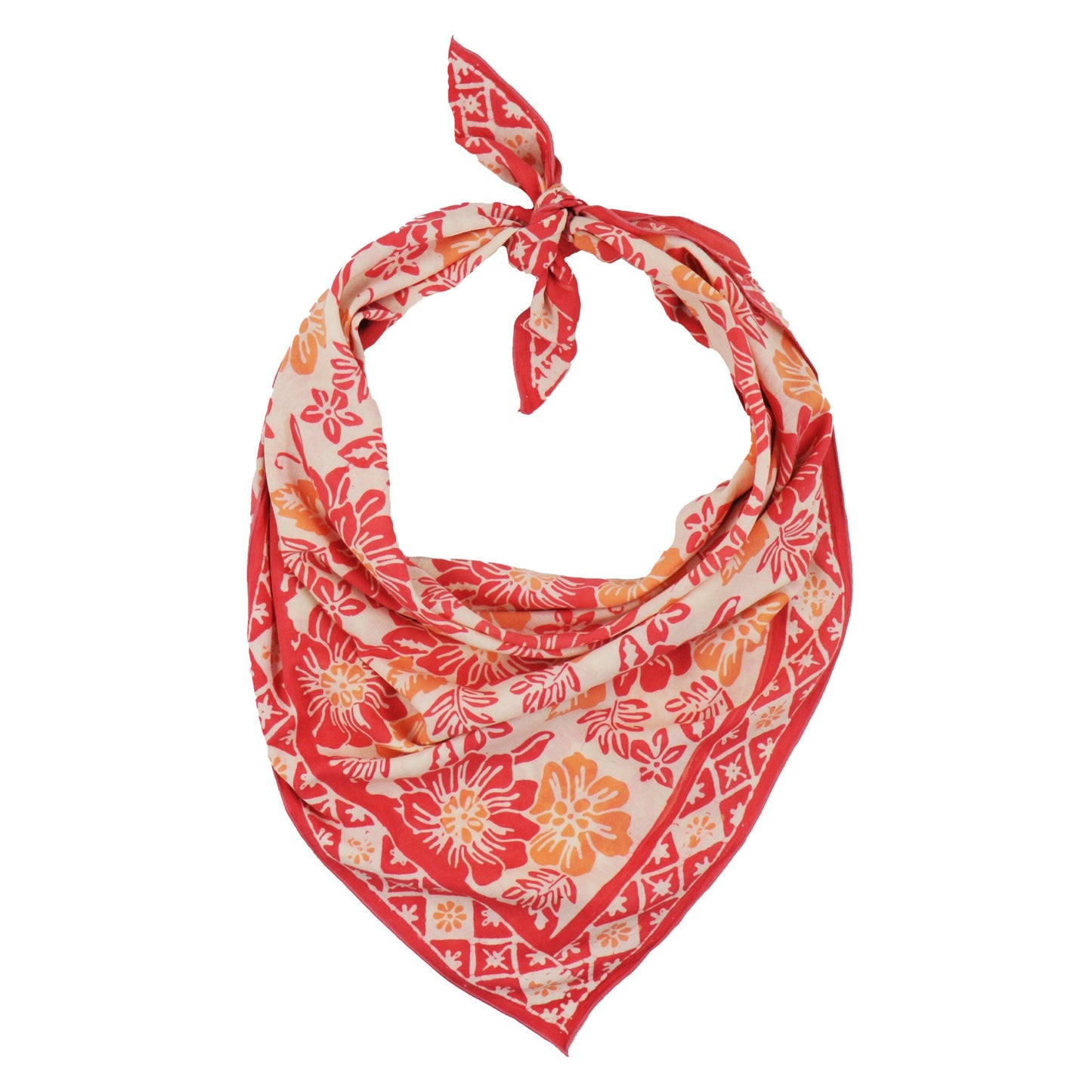 Large 39" Hand Dyed Batik Bandana - Pink Bloom