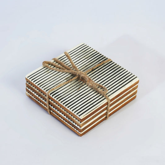 Pinstripe Inlay and Resin Coasters Set of 4