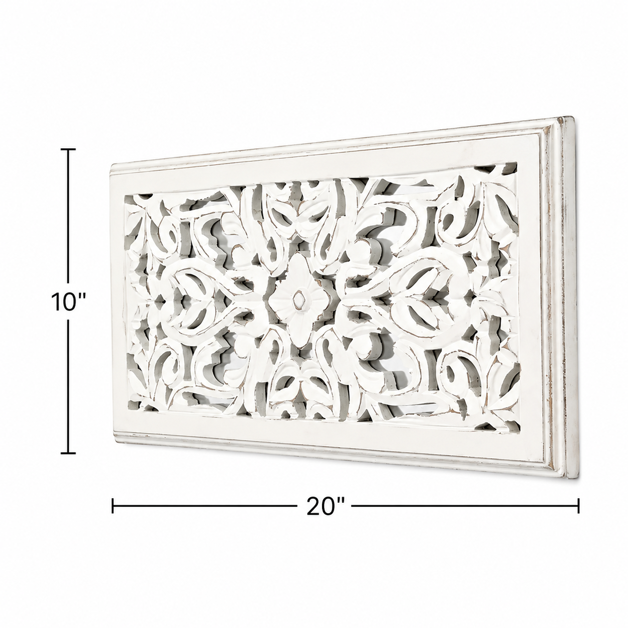Hand Carved Wall Panel Set of 2 | Mango Wood | Floral Décor