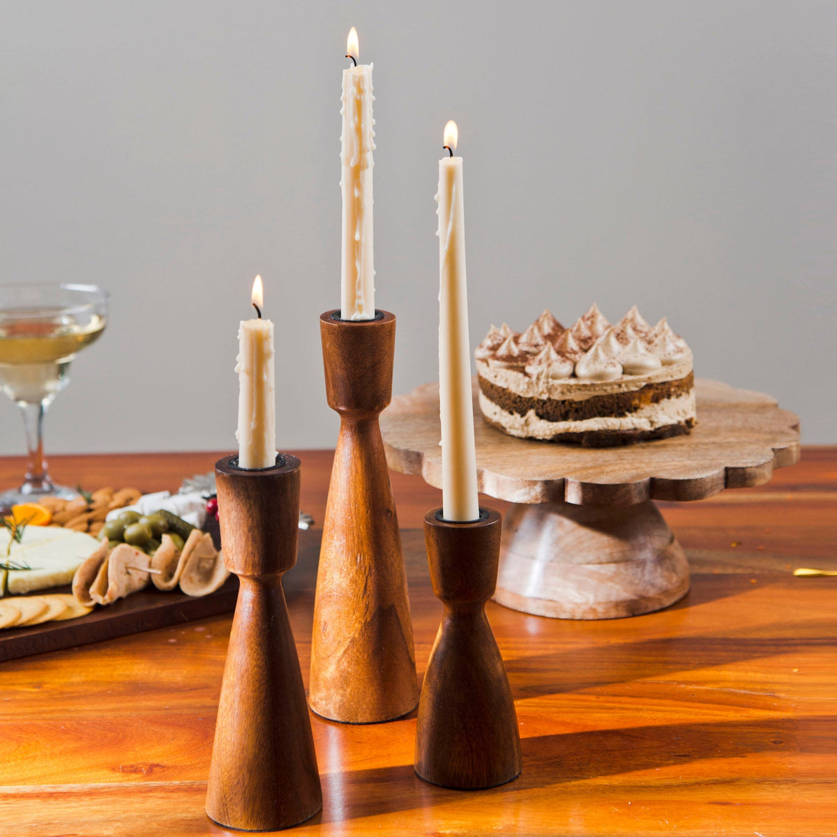 Hearth Mango Wood Taper Candlestick Holder