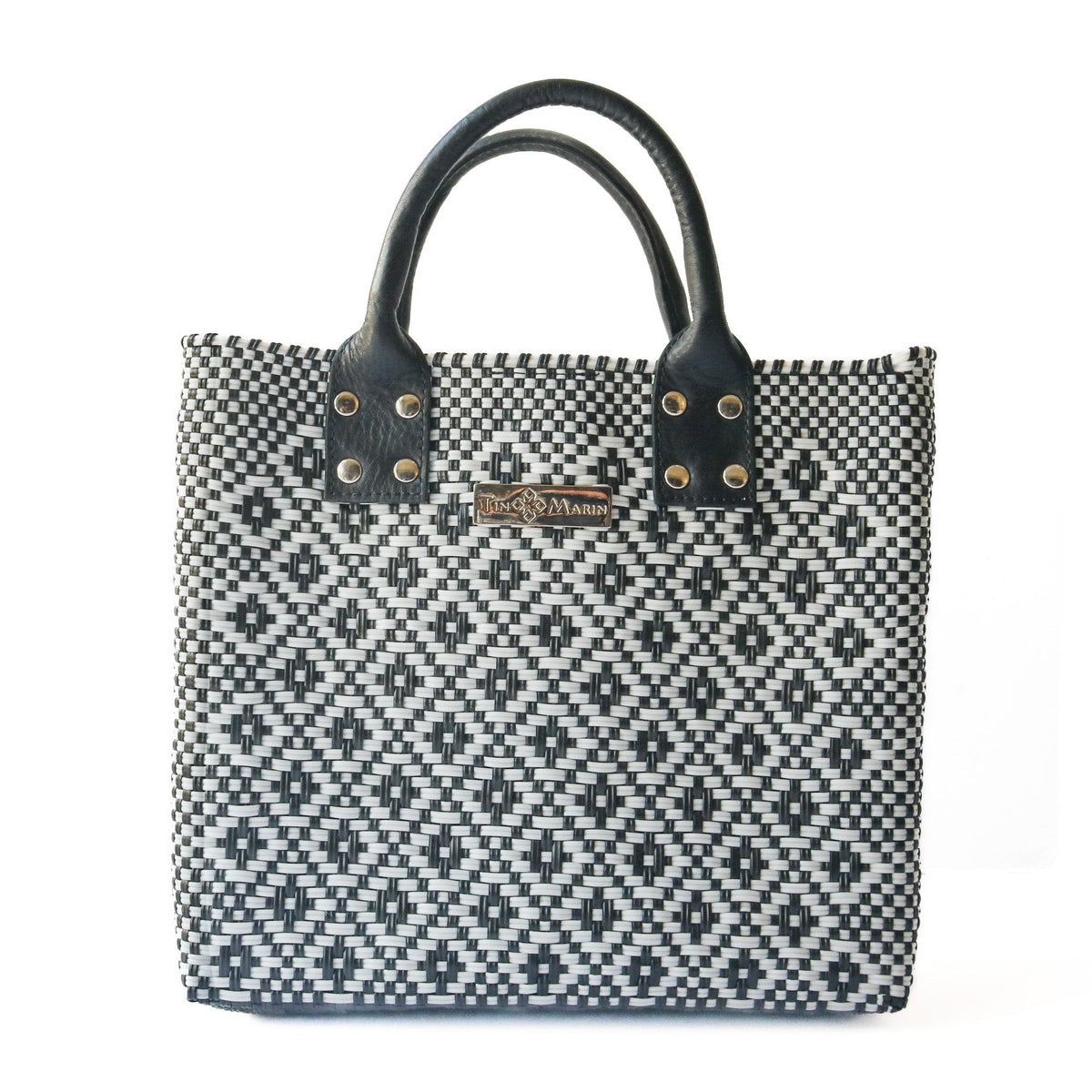 Panda Large Woven Crossbody Bag with Leather