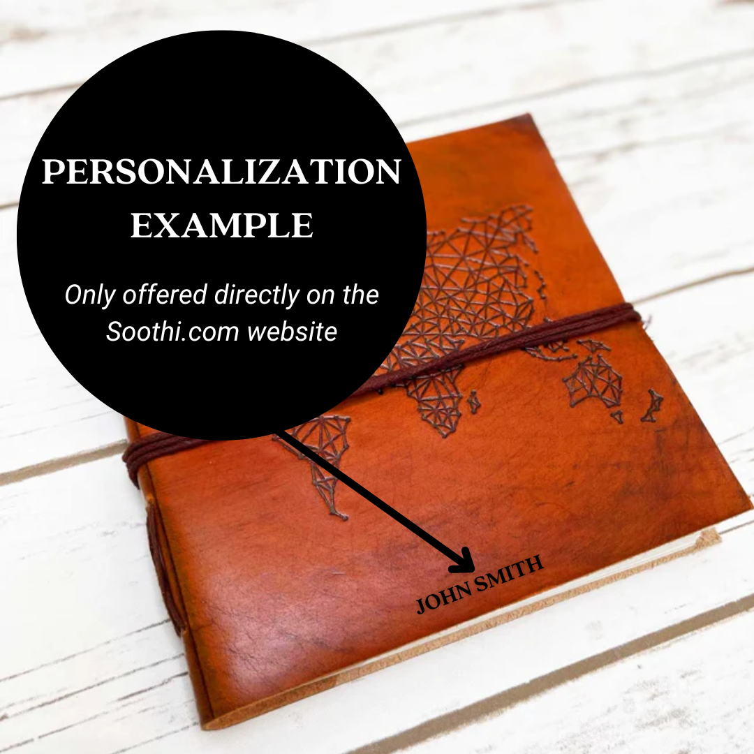 World Map 7x7 Artist Handmade Leather Journal
