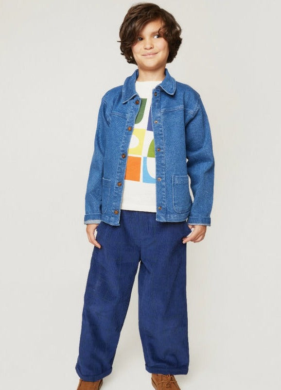 Navy Grid Corduroy