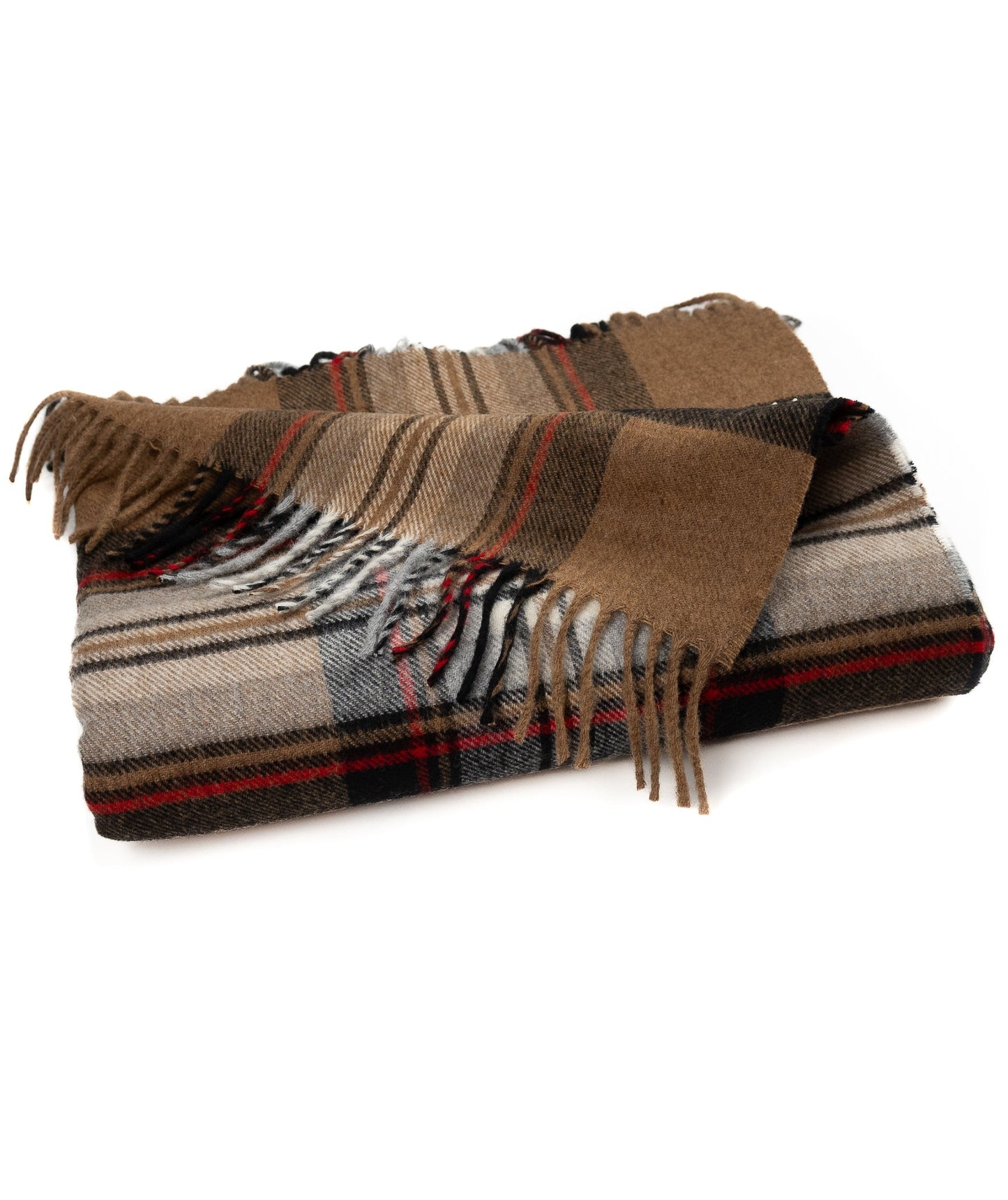 Highland Tartan Tweed Merino Wool Throw ~ Camel Stewart ~