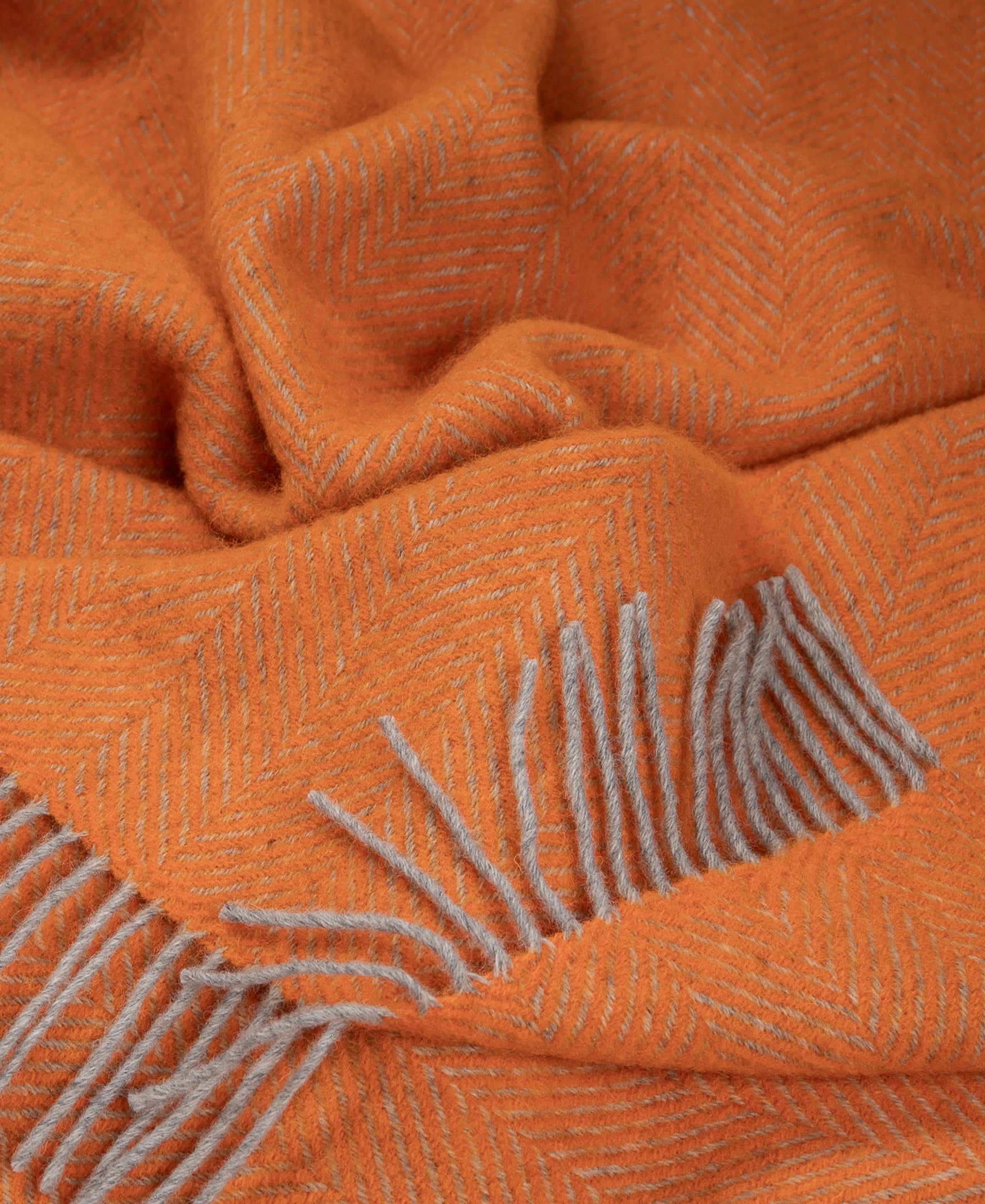 Highland Tweeds Herringbone Pure New Wool Throw ~ Atomic Orange ~ - Osadia Concept Store