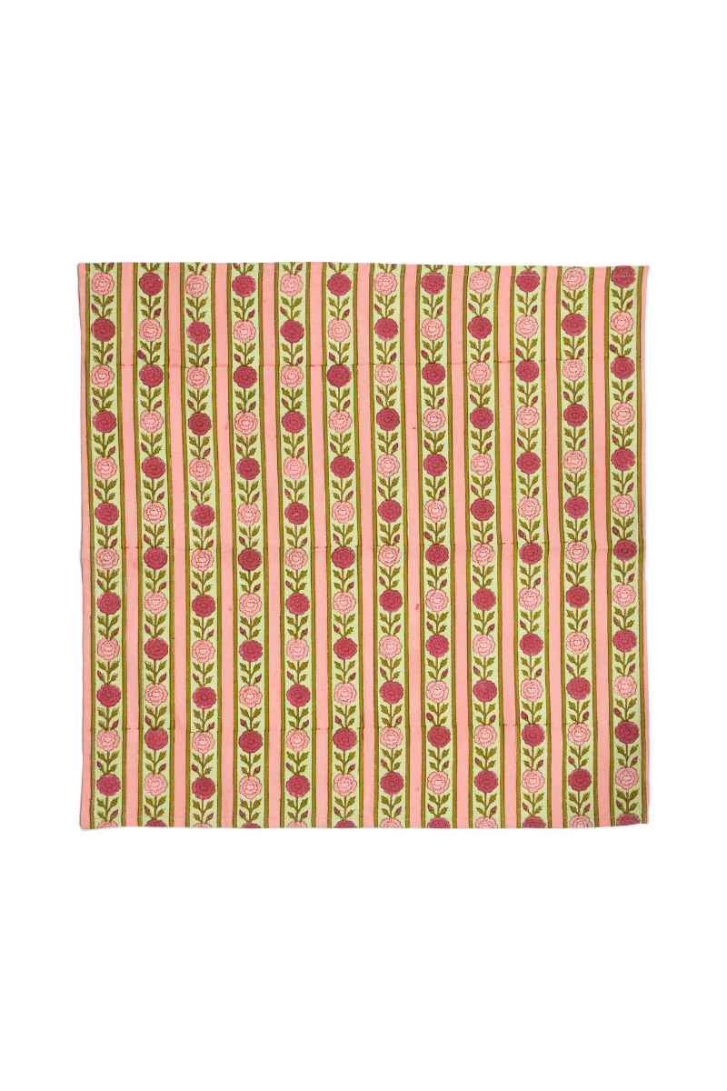 Vintage Floral Stripe Napkins, Set of 4