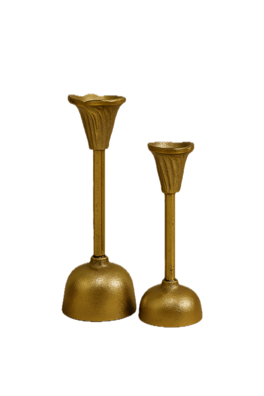 Bloom Candle Holder – Hand-Cast Gold Aluminium Fluted Taper Candle Stand