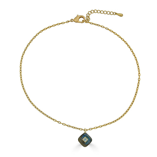 Labradorite and White Topaz Inlay Necklace