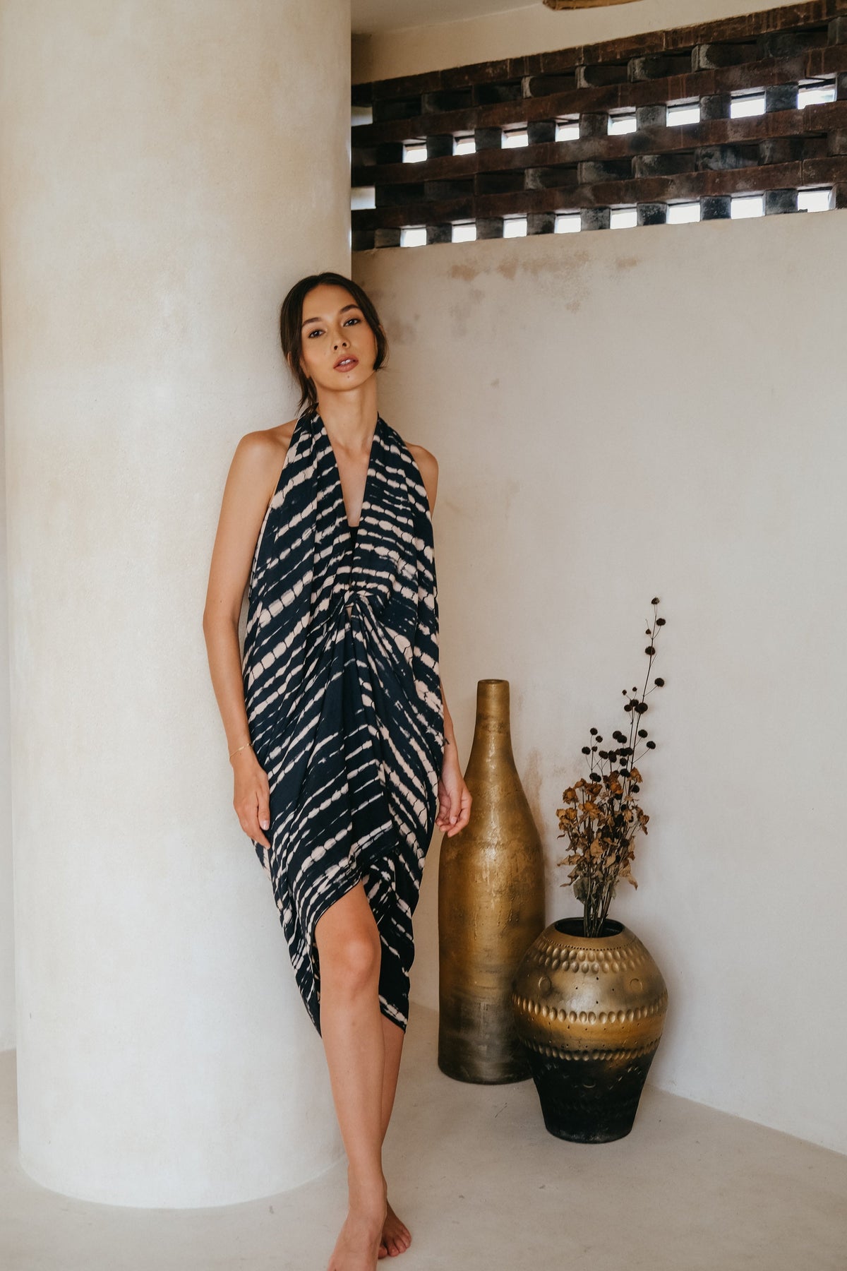Beach Hand Dyed Sarong in Black