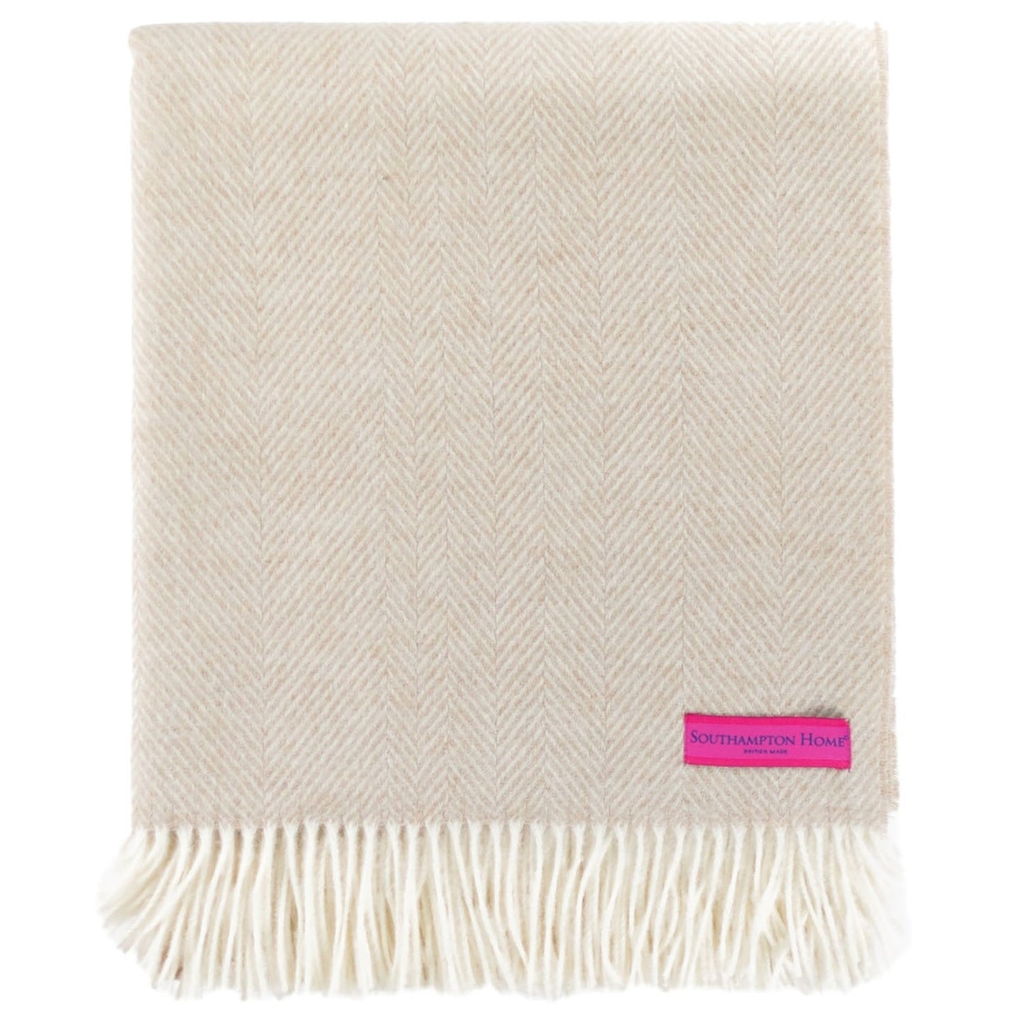 Southampton Home Merino Wool Herringbone Throw (Linen)