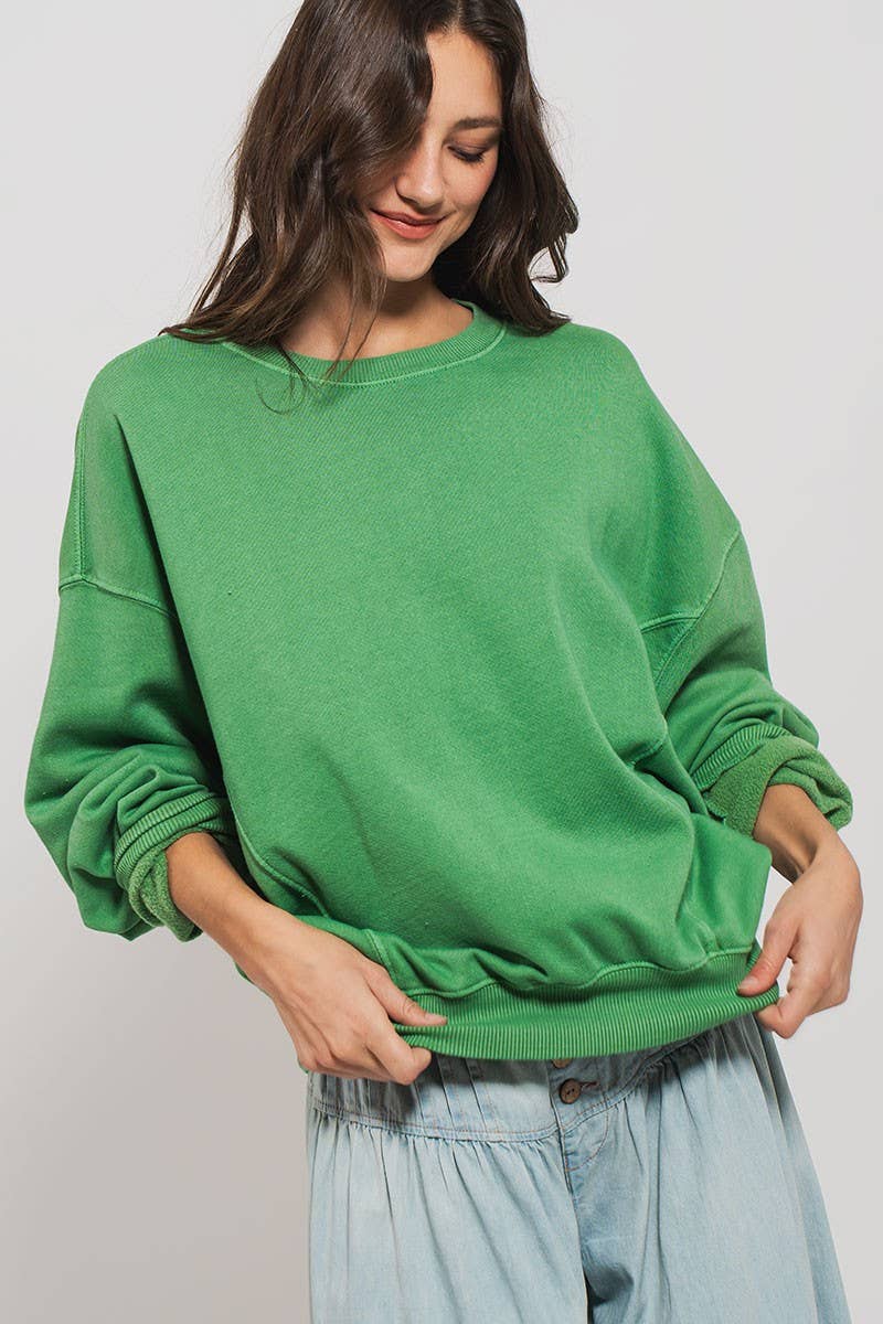 Crew Neck Comfort Washed Sweatshirt