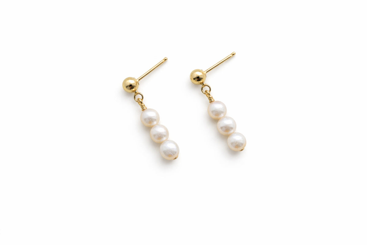 Pearl Trio Earrings | Gold Fill