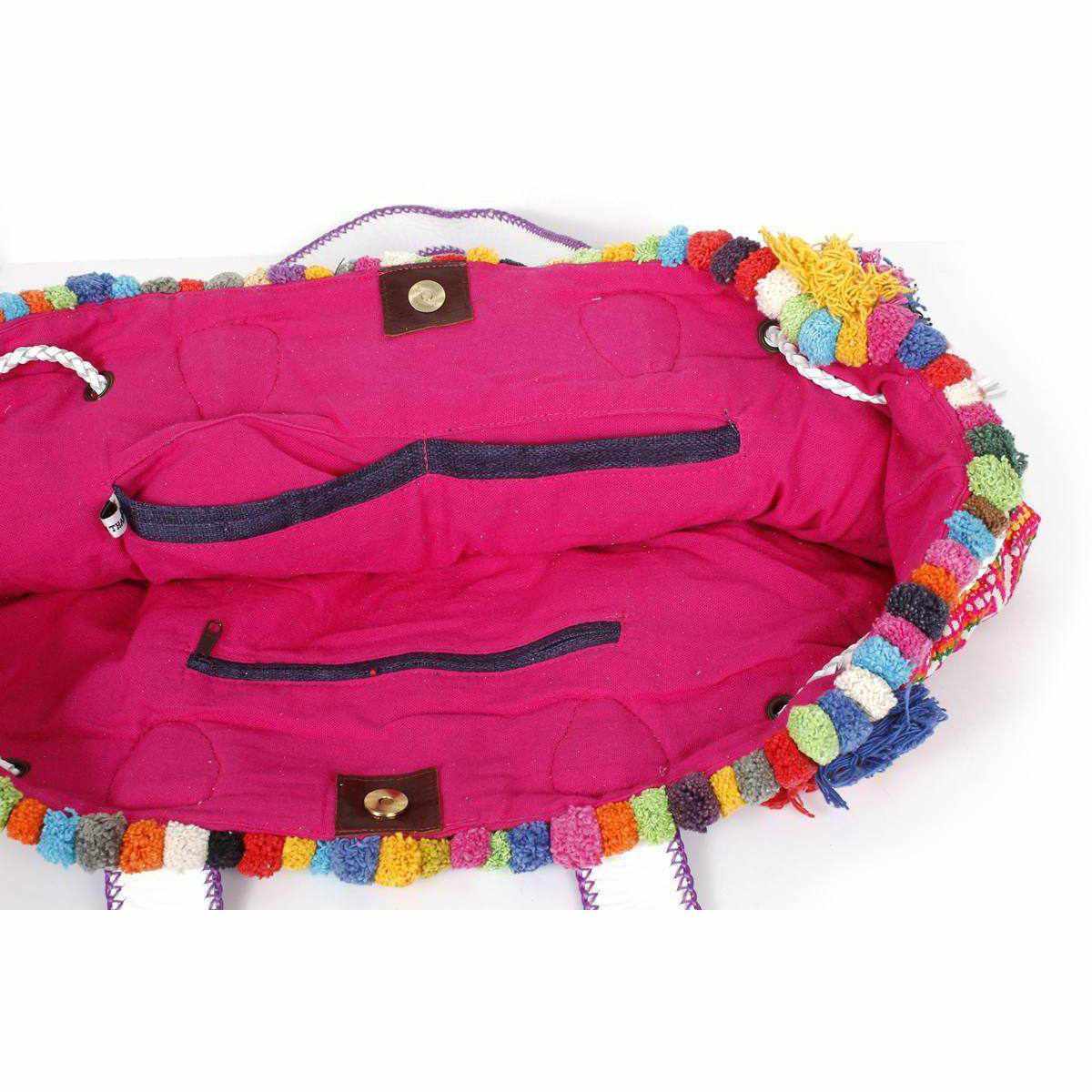 Half-moon Ibiza Bag Pom Pom Trimmed XL - Thailand
