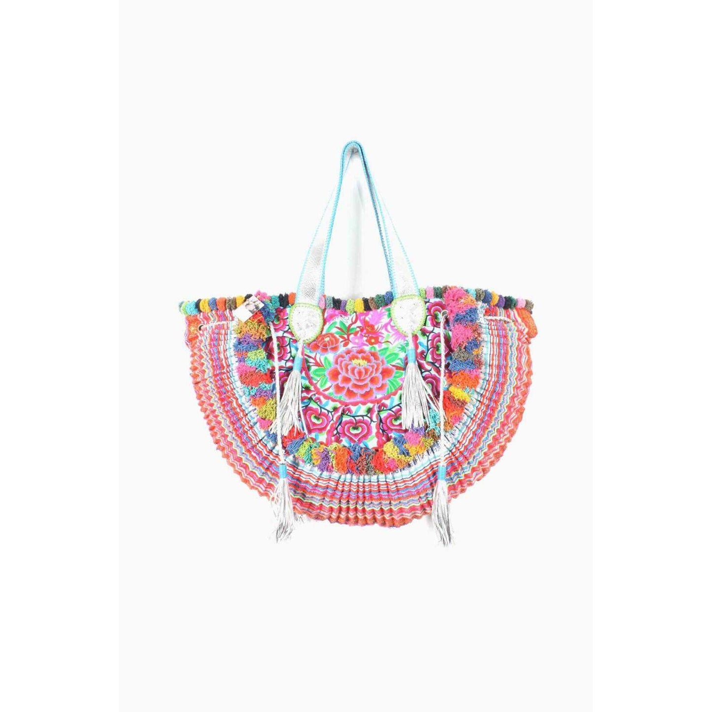 Half-moon Ibiza Bag Pom Pom Trimmed XL - Thailand