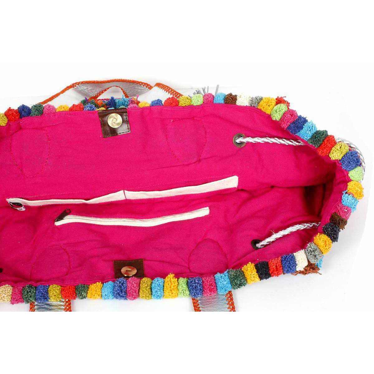 Half-moon Ibiza Bag Pom Pom Trimmed XL - Thailand