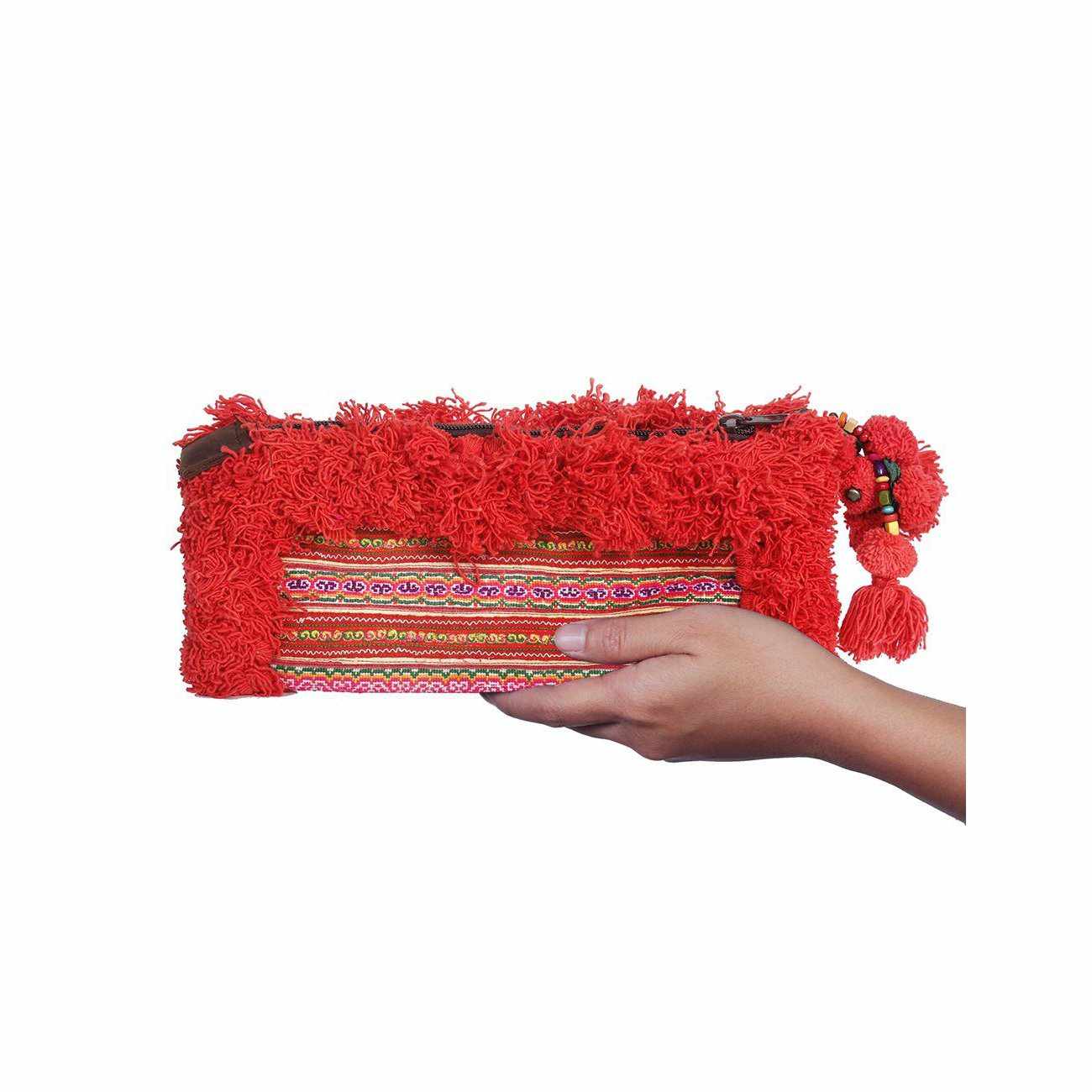 Hmong Textile Upcycled Jacket Sleeve Clutch Bag- Thailand