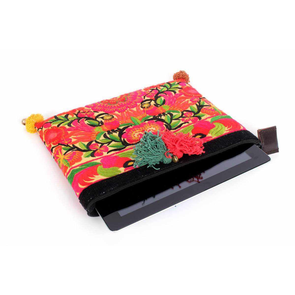 Handcrafted Embroidered Clutch | iPad Bag - Thailand