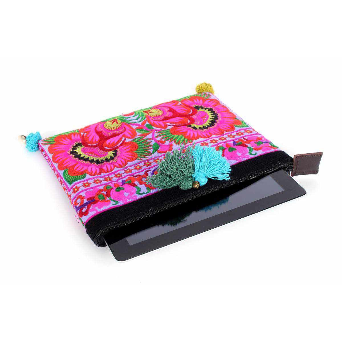 Handcrafted Embroidered Clutch | iPad Bag - Thailand