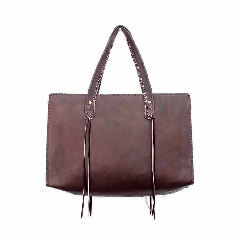 Leather Boho Tribal Tote Bag - Thailand