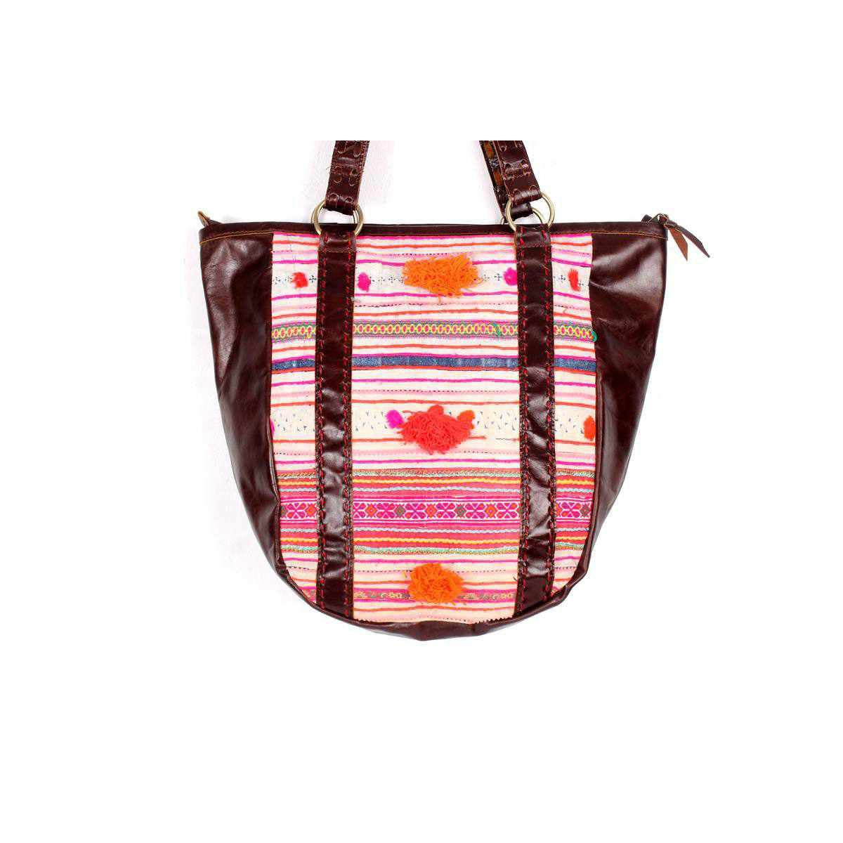 Hmong Heritage Embroidered Leather Purse - Thailand