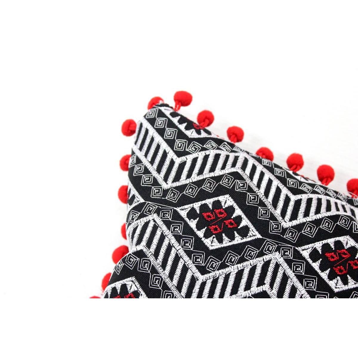 Geometric Pom Pom Lumbar Boho Cushion - Thailand
