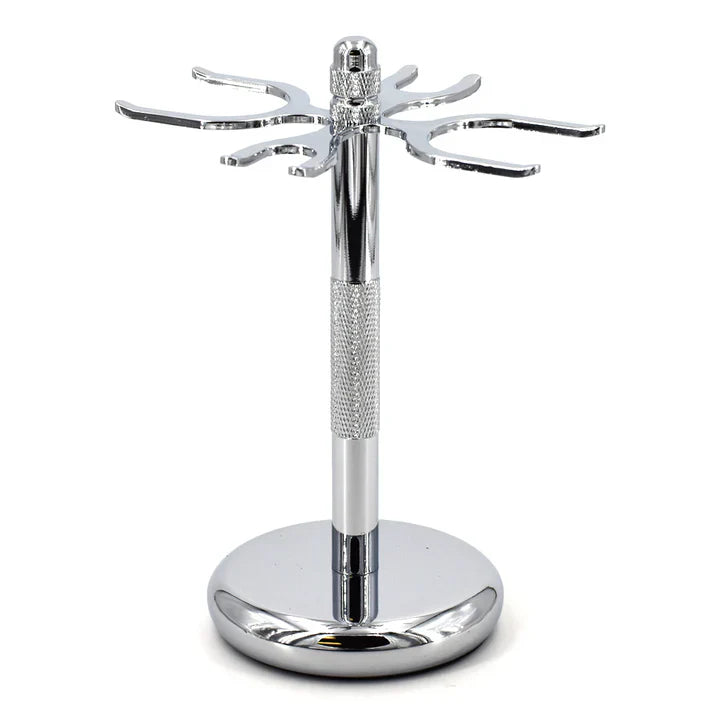 Stirling Soap Co. 4-Slot Chrome-Plated Razor & Brush Stand