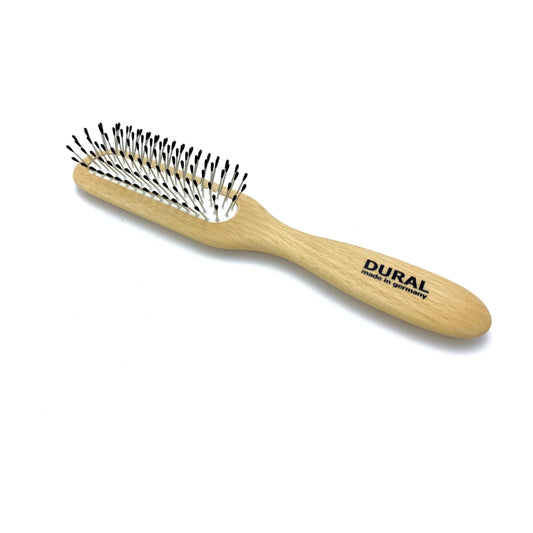 Dural Hair Brush For Styling & Care Rubber Cushion with Steel Pins with ball tips Beech Wood