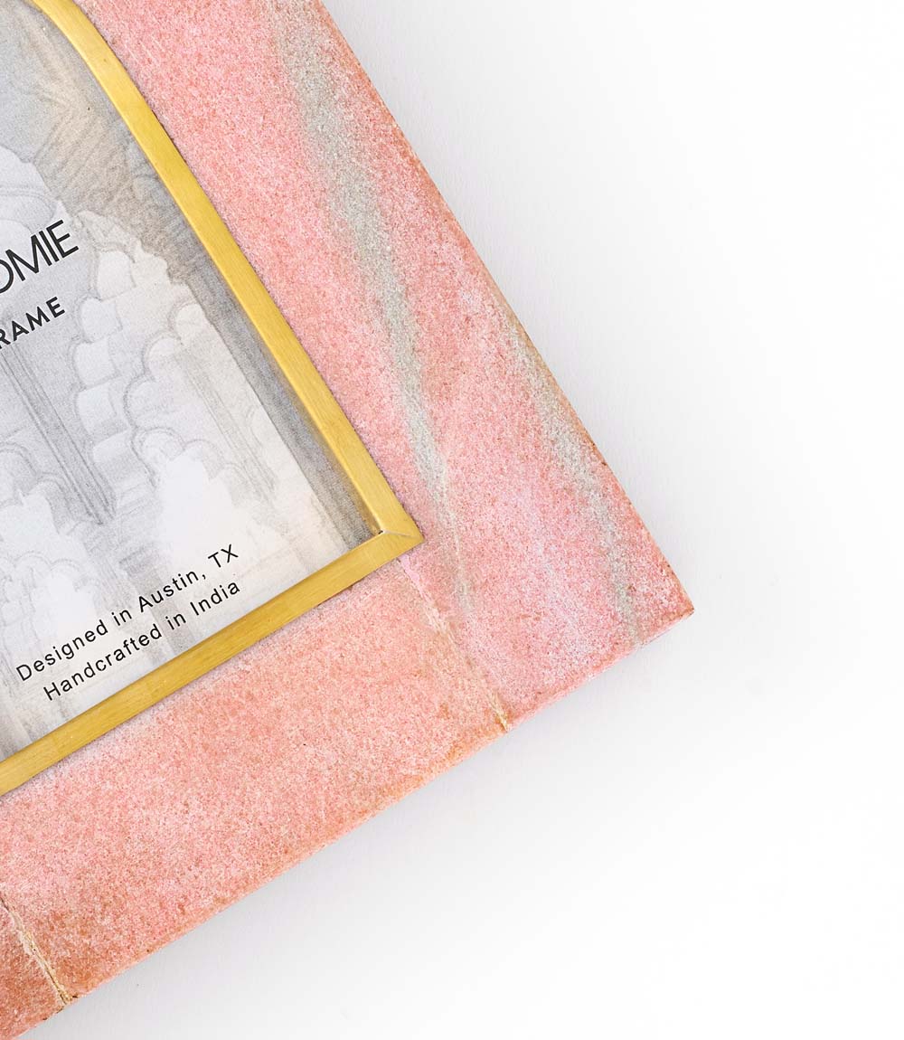 Jaipuri 4x6 Arch Picture Frame - Pink Carved Marble - Osadia Concept Store