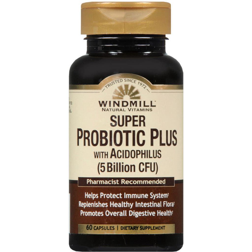 Windmill Natural Vitamins Super Probiotic Plus With Acidophilus (5 Billion CFU) 60 Capsules