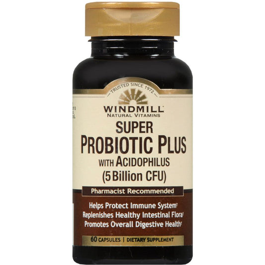 Windmill Natural Vitamins Super Probiotic Plus With Acidophilus (5 Billion CFU) 60 Capsules