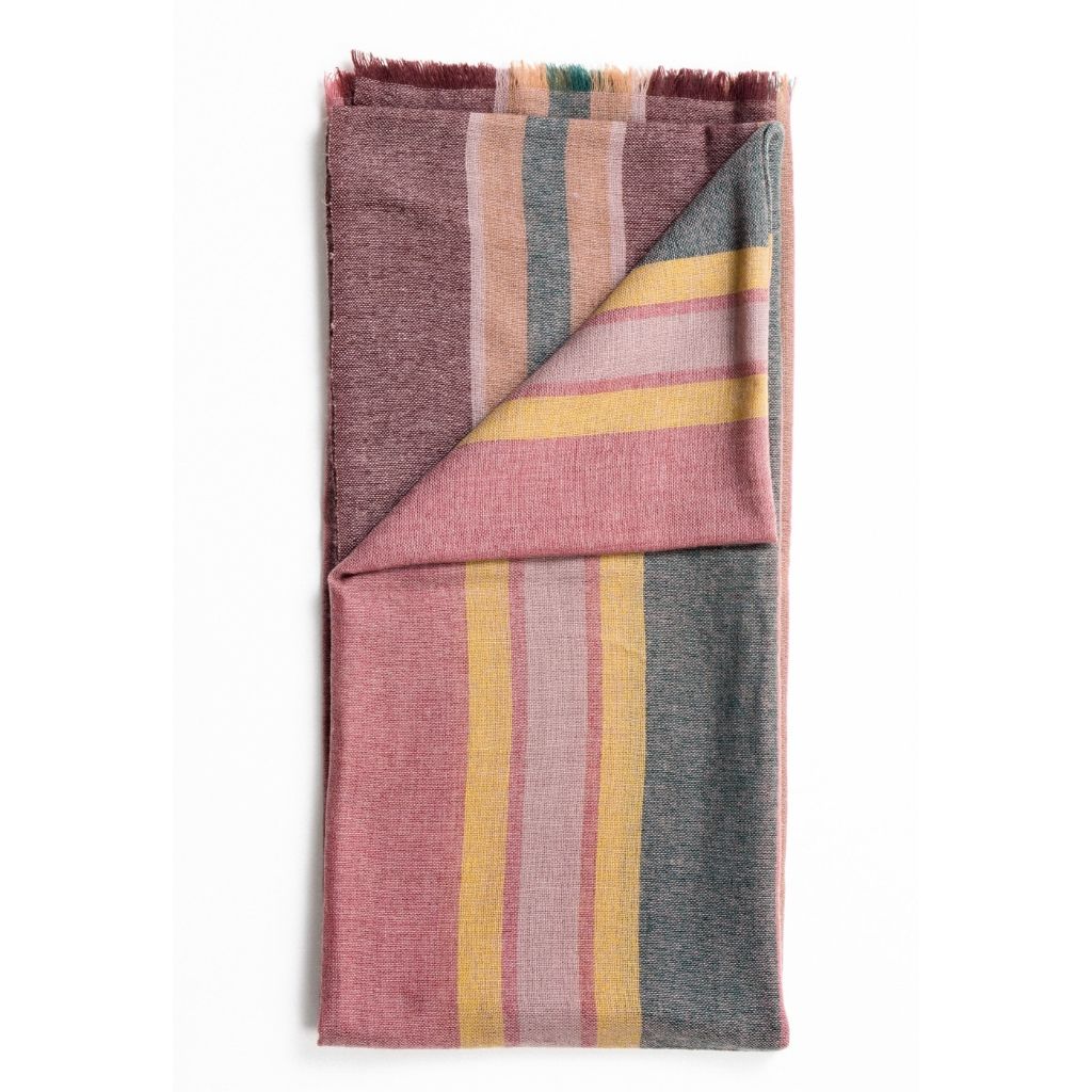 Barque Clay Modern Artisan Striped Soft Merino Handwoven Scarf